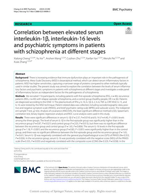 Pdf Correlation Between Elevated Serum Interleukin Interleukin