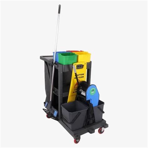 KC Green Plastic Multi Function Janitorial Housekeeping Cart Model