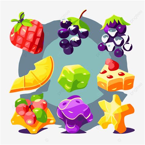 Fruit Snacks Vector Sticker Clipart Various Cartoon Fruit Icons In