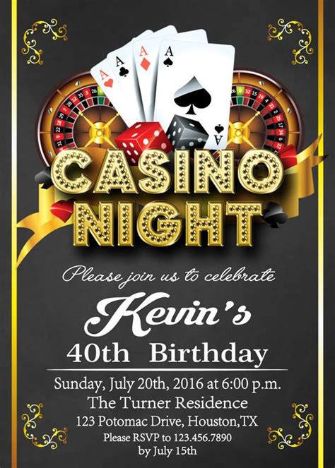 CASINO INVITATION, Casino Party Invitations, Casino Birthday Invitation ...