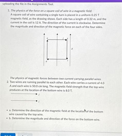 Solved The Physics Of The Force On A Square Coil Of Wire Chegg