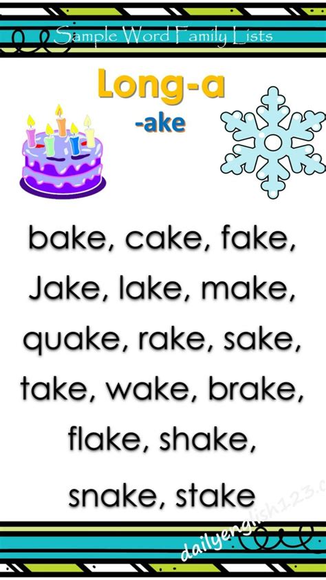 word family lists  pages