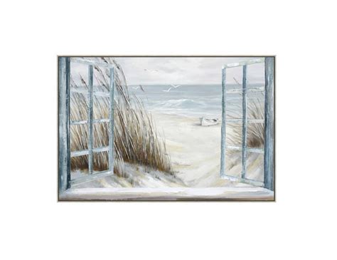 Beach Window Wall Art Canvas 80cm X 120cm By Luxe Mirrors Style