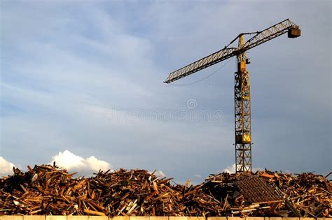 Scrap Yard Crane stock image. Image of thirds, pallettes - 1329991