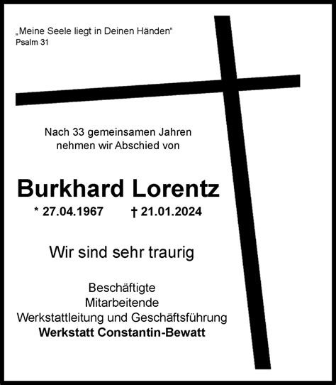 Traueranzeigen Von Burkhard Lorentz Trauer In NRW De