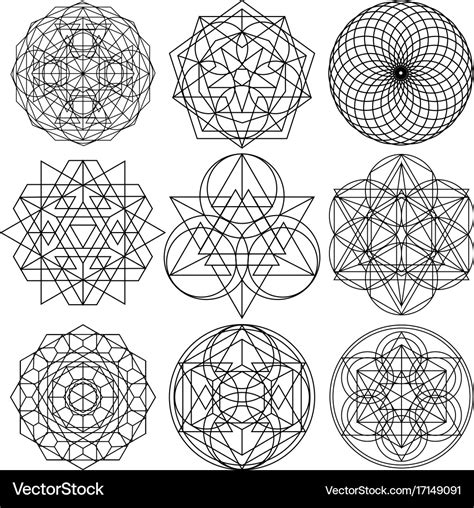 Sacred geometry symbols - set 03 Royalty Free Vector Image