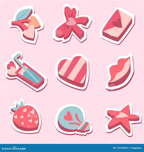 Feliz Día De San Valentín Paquete De Stickers De Amor Ilustración Del