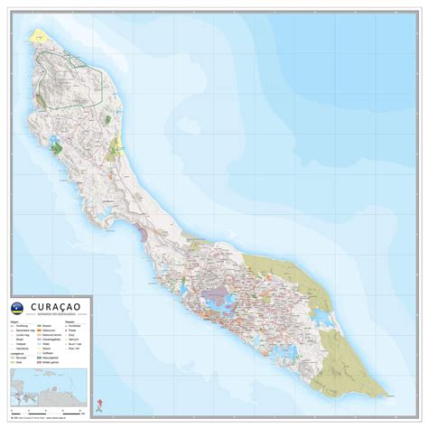 Landkaart Curaçao Kaarten Caribisch Nederland