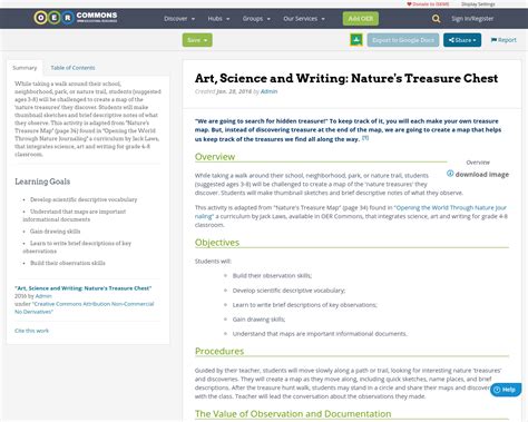 Art Science And Writing Nature S Treasure Chest Oer Commons