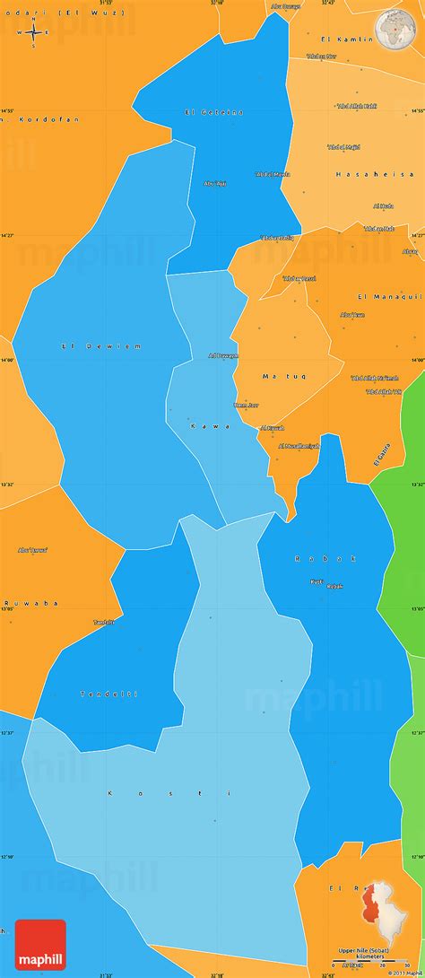 Political Shades Simple Map Of White Nile