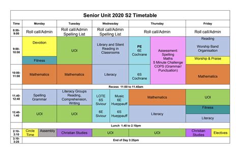 Weekly Timetable