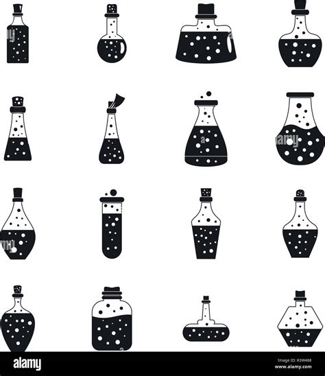 Potion Magic Bottle Icons Set Simple Illustration Of 16 Potion Magic Bottle Vector Icons For