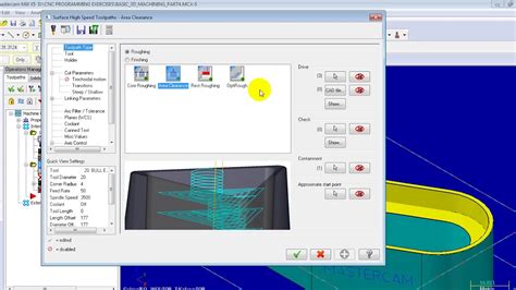 3d Machining Mastercam Roughing The Pocket Youtube