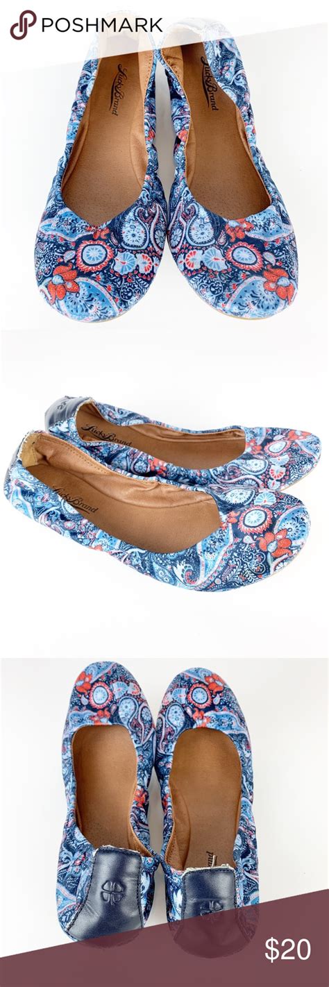 Lucky Women S Emmie Ballet Flat Red Blue Fabric 8 Ballet Flats Lucky