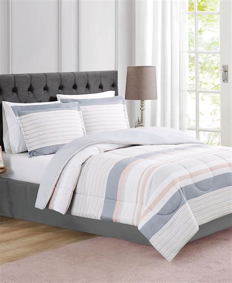 Pem America Grace 3 Pc Reversible Stripe Full Queen Comforter Set