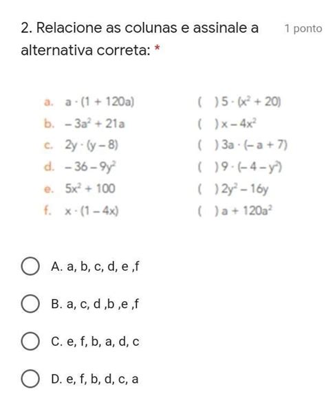 Relacione As Colunas E Assinale A Alternativa Correta Brainly Br