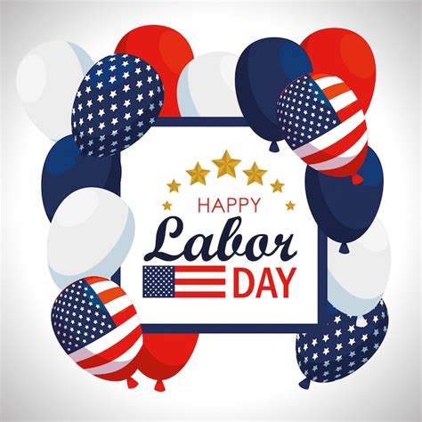 Free Vector Emblem With Usa Flag Balloons To Labor Day