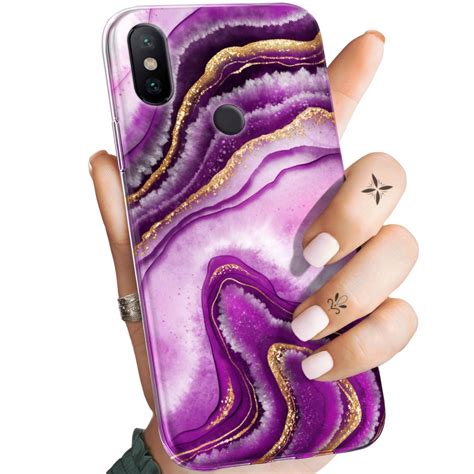 Etui Do Xiaomi Mi A2 Lite Wzory Różowy Marmur Purpura Róż Marmur