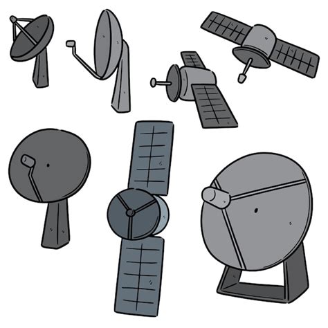 Premium Vector Set Of Satellite And Satellite Dish