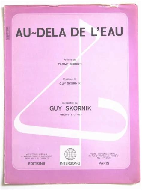 PARTITION VINTAGE SHEET Music GUY SKORNIK Au Dela De L Eau 70 S