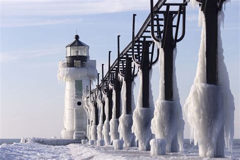 Visit St Josephs Frozen Lighthouses Southwestern Michigan Tourist