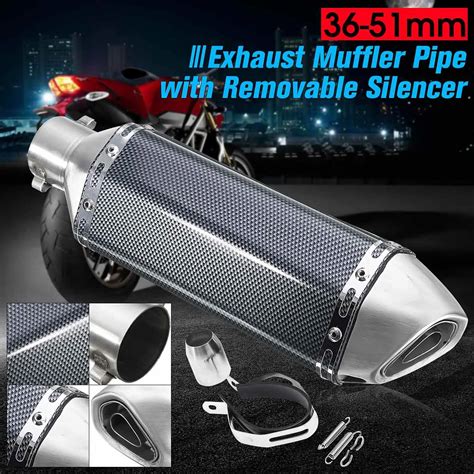 36 51mm Motorcycle Carbon Fiber Exhaust Muffler Pipe Removable Silencer In Exhaust And Exhaust