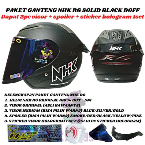 Jual Helm Nhk R Solid Black Doff Half Face Originl Sni Paket Ganteng