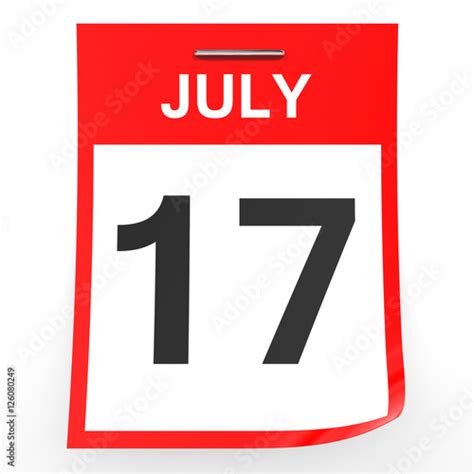 July 17 Calendar On White Background Stock Photo And Royalty Free