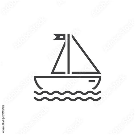 Sailing Ship Line Icon Outline Sailboat Vector Sign Linear Pictogram Of Yacht Isolated On