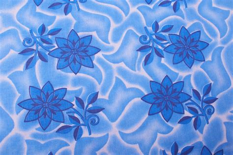 S Vintage French Cotton Fabric Blue Flowers White Background Etsy