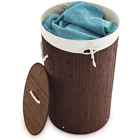 Relaxdays Panier Lessive Bambou Corbeille Pliable Avec Couvercle L