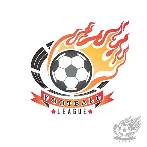 Premium Vector Football Emblem With Ball On Fire Flame And Sports