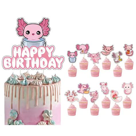 Buy Xinyidl Axolotl Party Decoration Axolotl Cupcake Toppers Happy