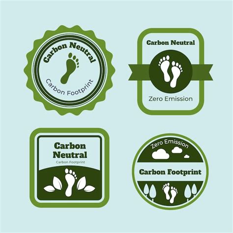 Free Vector | Industry hand drawn flat carbon footprint labels or stamps