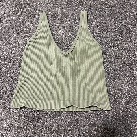 Sage Green V Neck Tank Top Cute For Summer Size Depop