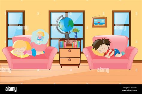 Children taking nap Stock Vector Images - Alamy