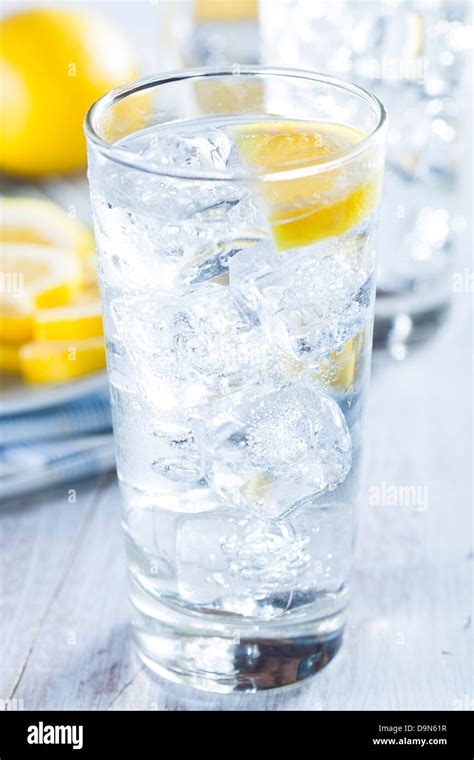 Glass Of Ice Water With Lemon