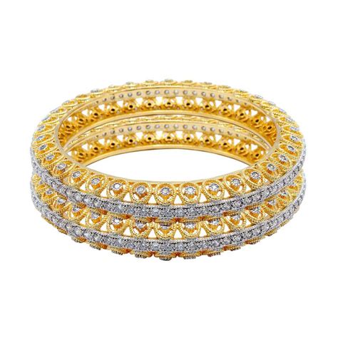 Designer Broad Kada Gold American Diamond Kada Gold Plated Affinity