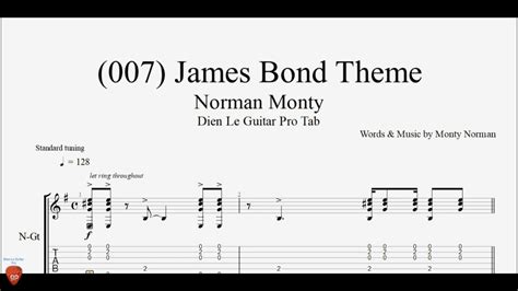 007 James Bond Theme Guitar Tab Youtube