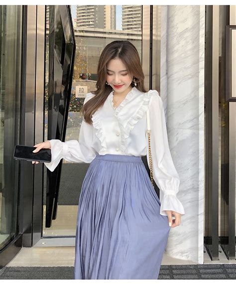 Isaaca Bell Sleeve Ruffled Chiffon Blouse YesStyle Chiffon Ruffle