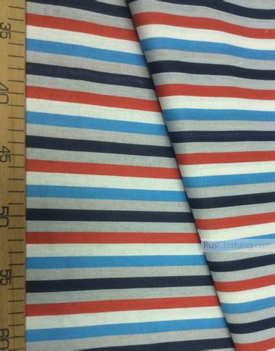 Geometric Print Fabric ''Red-Blue Strip'' | RusClothing.com