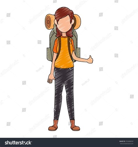 Backpacker Faceless Cartoon Stock Vector Royalty Free