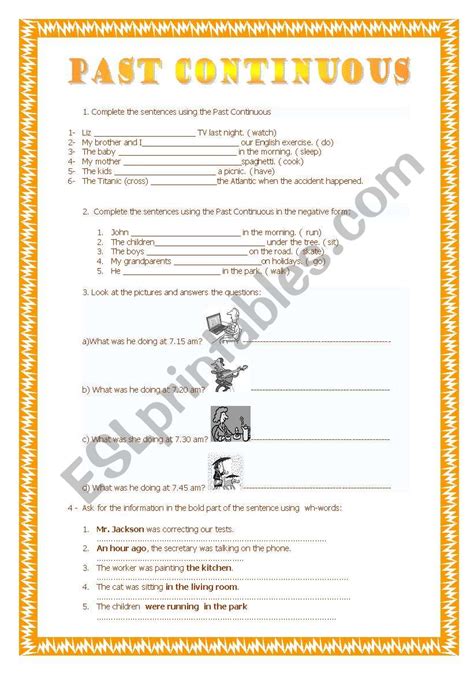 Past Continuous Esl Worksheet By Medusaperez