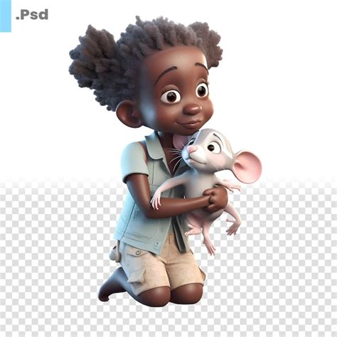 Rendu Numérique 3d D une Mignonne Petite Fille Afro américaine Tenant