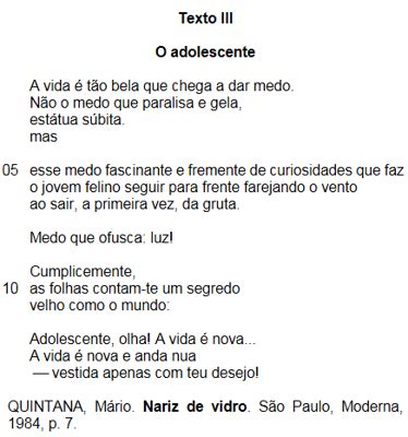 Questão Analise as proposições abaixo considerando o Texto III I O