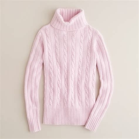 J Crew Cambridge Cable Chunky Turtleneck Sweater In Pink Lyst