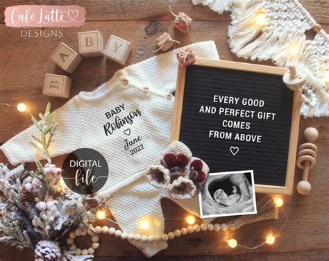 Digital Christmas Boho Pregnancy Announcement For Social Media One