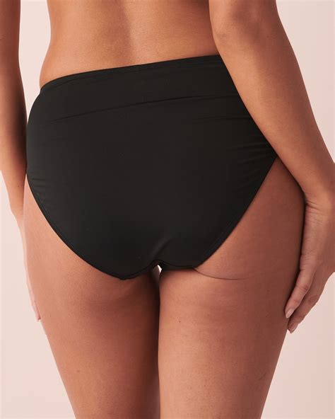 SOLID Mid Waist Bikini Bottom Black La Vie En Rose