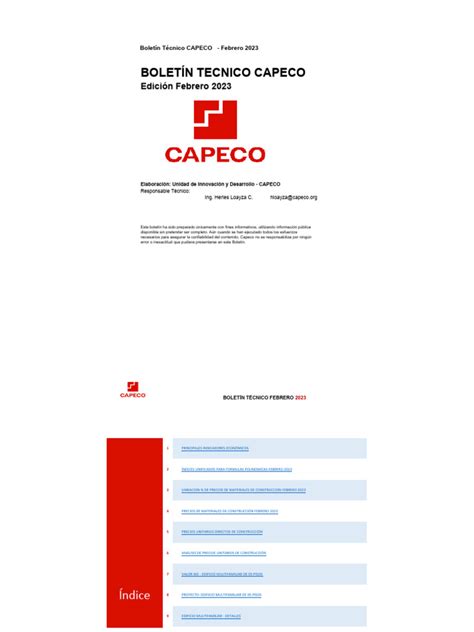 Boletin Tecnico Capeco Pdf Ingeniero Civil Ingeniería