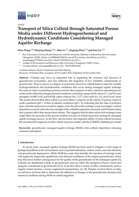 PDF Transport Of Silica Colloid Through Saturated Porous Media Under